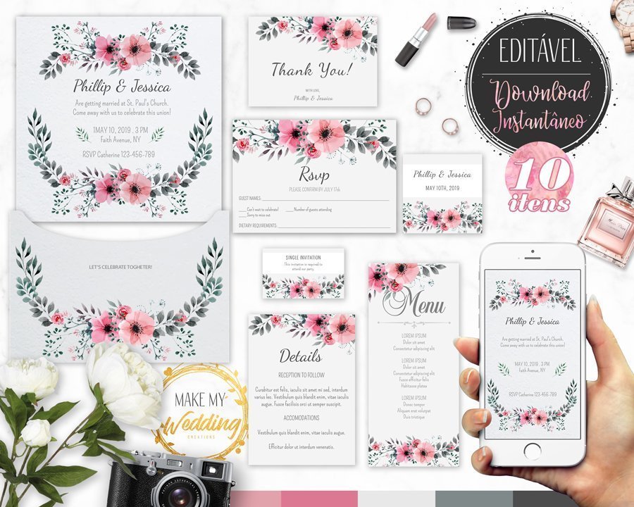 Featured image of post Convite De Casamento Floral Edit vel Download Gr tis